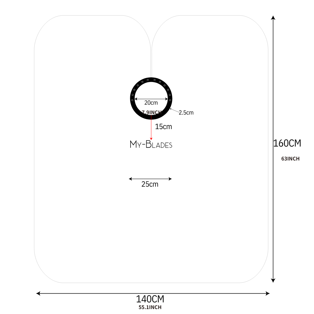 My Blades White Barber Cape Dimensions 63x55in